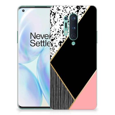 OnePlus 8 Pro | TPU Hoesje | Zwart Roze Vormen