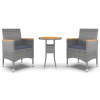 3-delige Tuinset poly rattan grijs - thumbnail