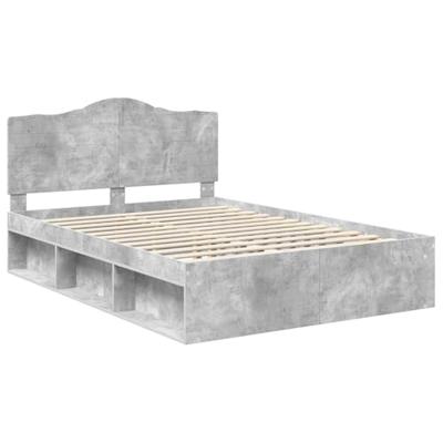Bedframe met hoofdeinde Beton 160 x 200 cm Massief grenenhout
