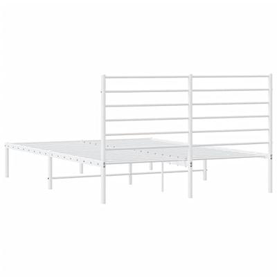 Bedframe met hoofdbord metaal wit 120x190 cm