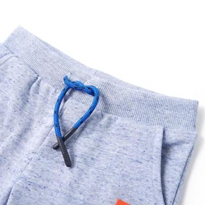 Kindershorts met trekkoord 116 gemleerd blauw - thumbnail