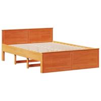 Bedframe zonder matras met hoofdbord hout wasbruin 140x200 cm - thumbnail