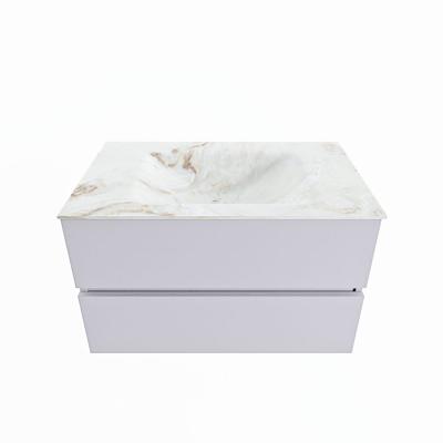 MONDIAZ VICA-DLUX 80cm badmeubel onderkast Cale 2 lades. Inbouw wastafel CLOUD midden zonder kraangat, kleur Frappe.