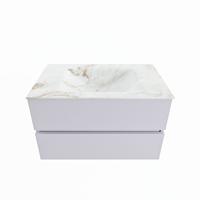 MONDIAZ VICA-DLUX 80cm badmeubel onderkast Cale 2 lades. Inbouw wastafel CLOUD midden zonder kraangat, kleur Frappe. - thumbnail