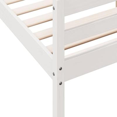 Bedframe met hoofdbord massief grenenhout wit 120x200 cm - thumbnail