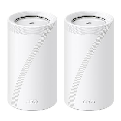 TP-Link Deco BE85 Wi-Fi 7 Mesh WLAN-set (2-pack), BE19000 Tri-band-router en repeater (10 Gbit/s Ethernet/glasvezelpoort, 19 GPS Wi-Fi-snelheid, WPA3, 320 MHz kanalen, 6 GHz) wit