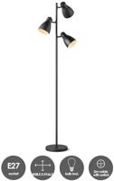 Moderne vloerlamp | 38.5/38.5/166.5cm | Zwart | 3 lichts staande lamp | geschikt voor E27 LED lichtbron | met voetschakelaar - thumbnail