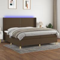 Boxspring met matras en LED stof donkerbruin 200x200 cm - thumbnail