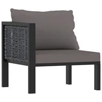 Driezitsbank met kussens poly rattan antraciet - thumbnail