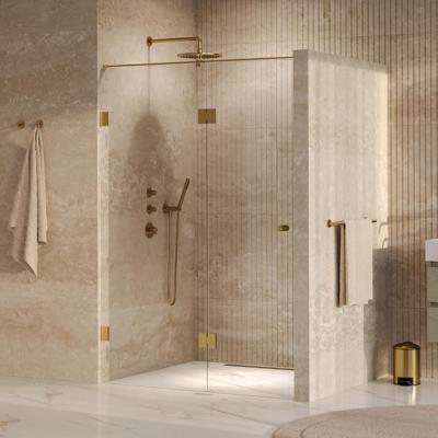 Brauer Void - Carving Nisdeur - 2-Delig - Helder Glas - 130 x 200 cm - Omkeerbaar - met Draaideur 60 cm - Aan Glas - incl. Glascoating - PVD Goud Geborsteld