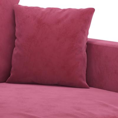 3-delige Loungeset met kussens fluweel wijnrood