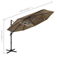 Parasol 4-laags met aluminium paal 3x3 m taupe - thumbnail