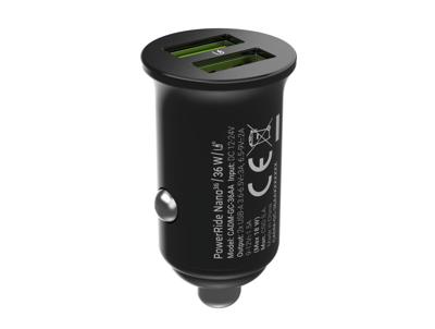 Groene cel autolader GC PowerRide Nano36 36W 6A 2x USB-A