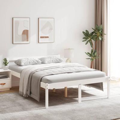Bedframe massief grenenhout wit 135x190 cm 4FT6 double