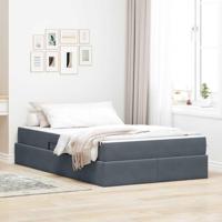 Opbergbed met matras Donkergrijs 120 x 200 cm Fluweel - thumbnail