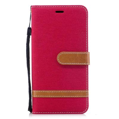 Kleur bijpassende denim textuur lederen draagtas voor Xiaomi Redmi Note 5A met houder & kaartsleuven & portemonnee & Lanyard (rood)