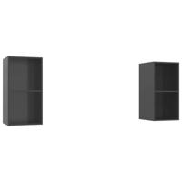 Tv-wandmeubelen 2 st spaanplaat hoogglans grijs - thumbnail