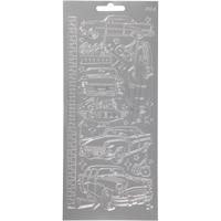 Creativ Company Stickers, auto&apos;s, vel 10x23 cm, zilver, 1 vel - thumbnail