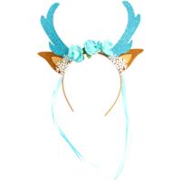 Tiara Rendier Met Bloemen En Sneeuwvlokken Blauw - thumbnail