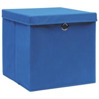 VidaXL Opbergboxen met deksel 4 st 28x28x28 cm blauw - thumbnail