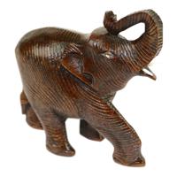 Houten Olifant Groetend Bruin (12 x 10 x 4 cm) - thumbnail