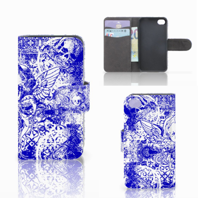 Telefoonhoesje met Naam Apple iPhone 4 | 4S Angel Skull Blauw