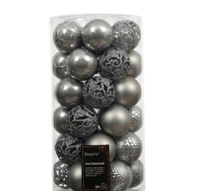 Kerstbal kunststof d6 cm grijs 37 st Decoris - Decoris