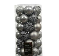 Kerstbal kunststof d6 cm grijs 37 st Decoris - Decoris - thumbnail