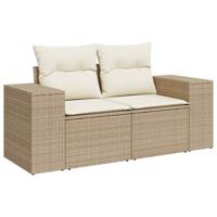10-delige Loungeset met kussens poly rattan beige - thumbnail