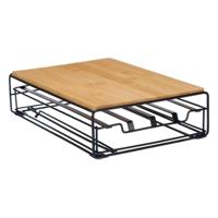 Koffiecapsule organizer Kinvara W6358S-B NESPRESSO L Bruin Zwart Metaal Bamboe 21 x 57 x 8,5 cm - thumbnail