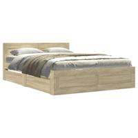 Bedframe met hoofdeinde bewerkt hout sonoma eiken 120x200 cm - thumbnail