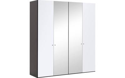 Goossens Kledingkast Easy Storage Ddk, Kledingkast 203 cm breed, 220 cm hoog, 2x glas draaideur en 2x spiegel draaideur midden