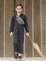 Jumpsuit meisjes met "worker"-stijl antraciet - thumbnail
