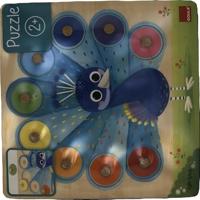 Jumbo goula - houten noppenpuzzel pauw, 9st. - thumbnail