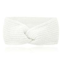 LGT JWLS Dames Hoofdband - Wit, Katoen met Fleece Voering, Gebreid met Lijnen en Voorzien van Knoop - thumbnail