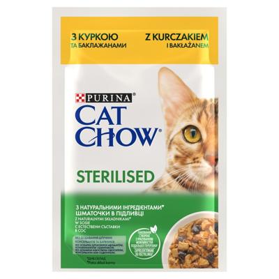 PURINA Cat Chow Gesteriliseerd Gig Kip met Aubergine - natvoer voor katten 85 g