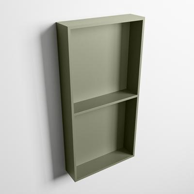 MONDIAZ EASY Nis 59,5x29,5cm in solid surface kleur Army | Army. 2 vakken geschikt voor in- of opbouw MONDIAZ EASY Nis 59,5x29,5cm in solid surface kleur Army | Army. 2 vakken geschikt voor in- of opbouw