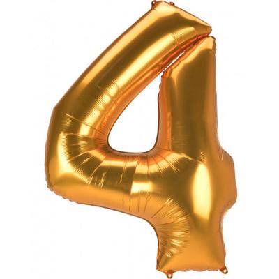 Amscan Folie ballon jumbo cijfer 4 goudkleurig 137 cm | 36 stuks