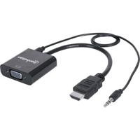 Manhattan 151559 HDMI / Jackplug / VGA Adapter [1x HDMI-stekker - 1x VGA-bus, Jackplug female 3,5 mm] Zwart 0.26 m - thumbnail