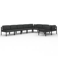 9-delige Loungeset met kussens aluminium antracietkleurig - thumbnail