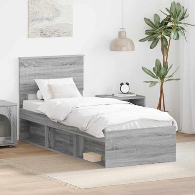 Bedframe Grijs Sonoma 75 x 190 cm Massief grenenhout