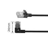 ACT DA1902 U/FTP CAT6A LSZH Slimline Patchkabel | RJ45 Connectoren Recht naar 90° Haaks Links | Zwart | 2 meter - thumbnail
