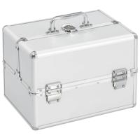 VidaXL Make-up koffer 22x30x21 cm aluminium zilverkleurig - thumbnail