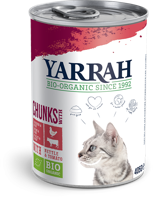 Yarrah Biologische kat blik broodjes kip & rundvlees (2 x 405 gr) - thumbnail