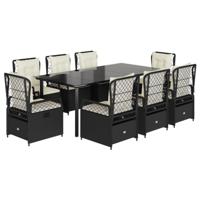 9-delige Tuinset poly rattan zwart - thumbnail
