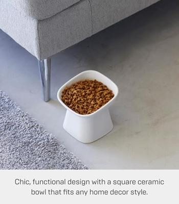 Yamazaki Voerbak Kat | Hond - Schuin - Keramisch - Tower - Wit