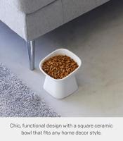 Yamazaki Voerbak Kat | Hond - Schuin - Keramisch - Tower - Wit - thumbnail