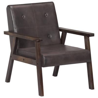Fauteuil echt leer grijs