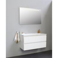 On-Line Badkamermeubelset - 100 cm - Voorgemonteerd - Acryl Wastafel - zonder Kraangat - Spiegel met LED-Verlichting - Hoogglans Wit - thumbnail
