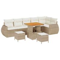 Tuinbankenset 9 pcs Beige poly rattan - thumbnail